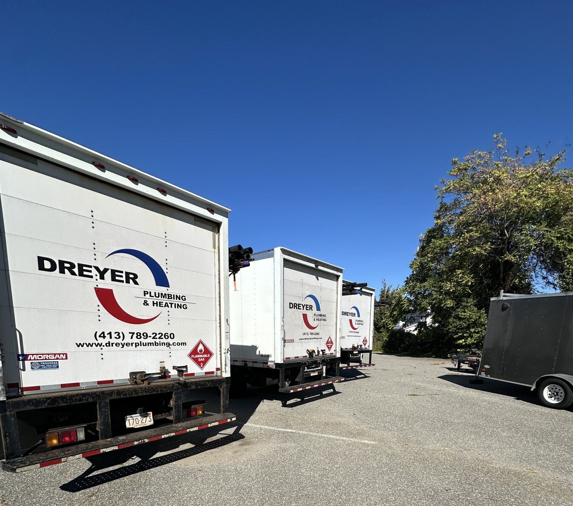 Dreyer Plumbing service truck on a job in Springfield, Massachusetts
